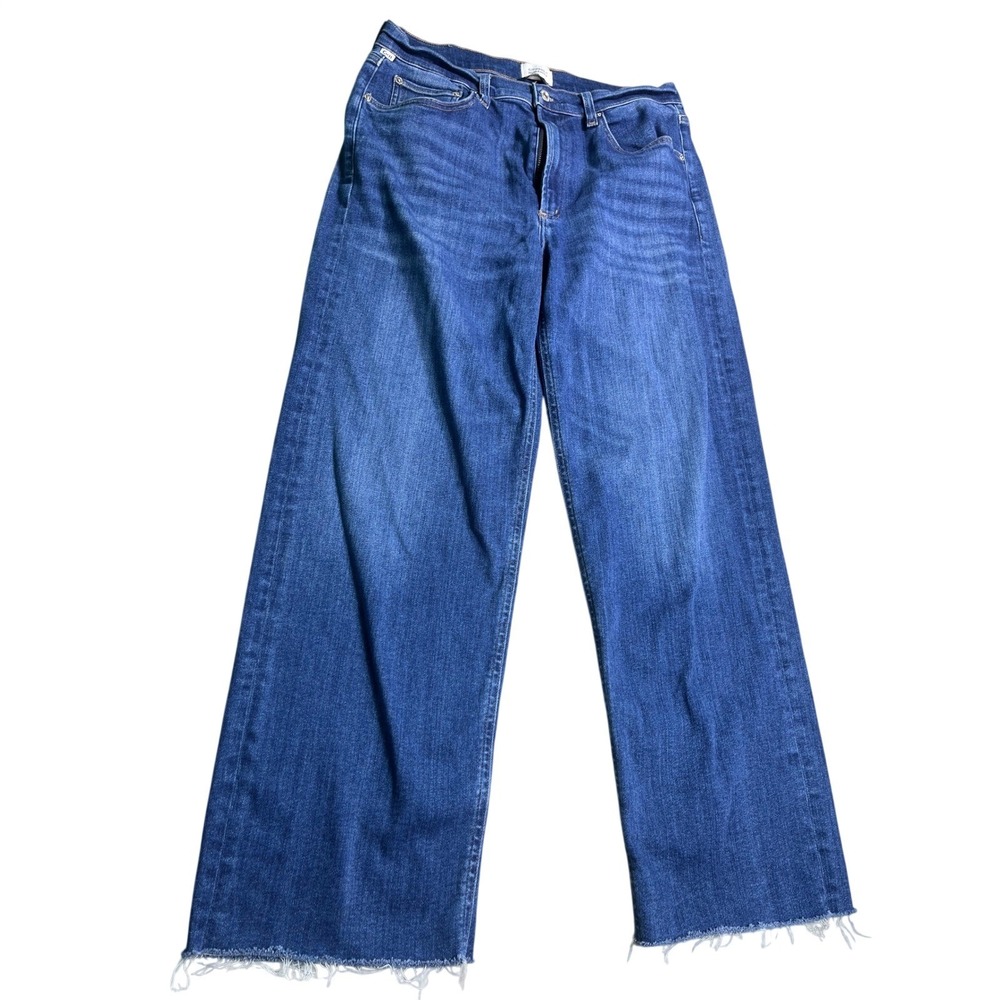 Citizens of Humanity Palma Jeans Womens 30 High Rise Wide Leg Raw Hem Blue Denim